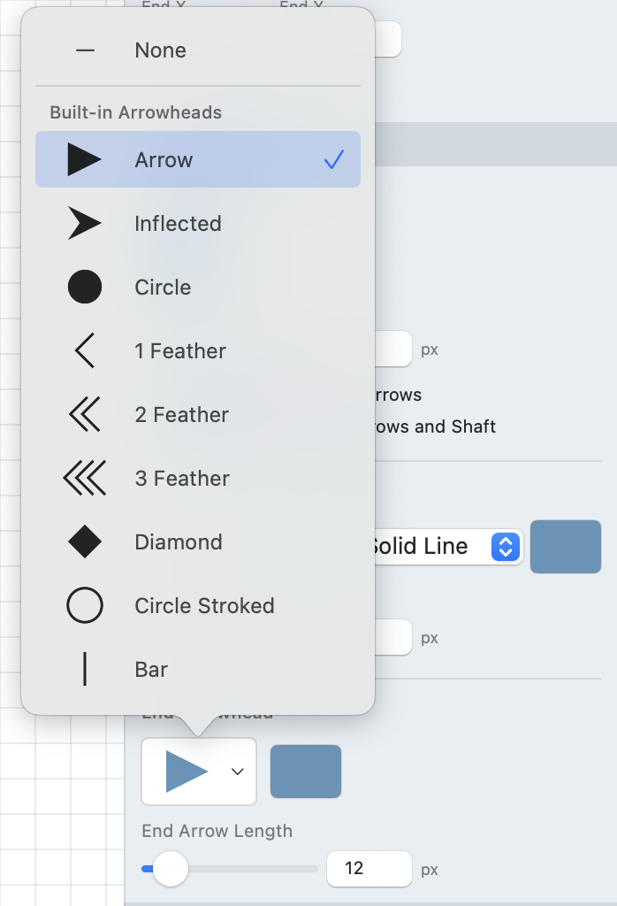 Interfaccia di selezione delle punte di freccia